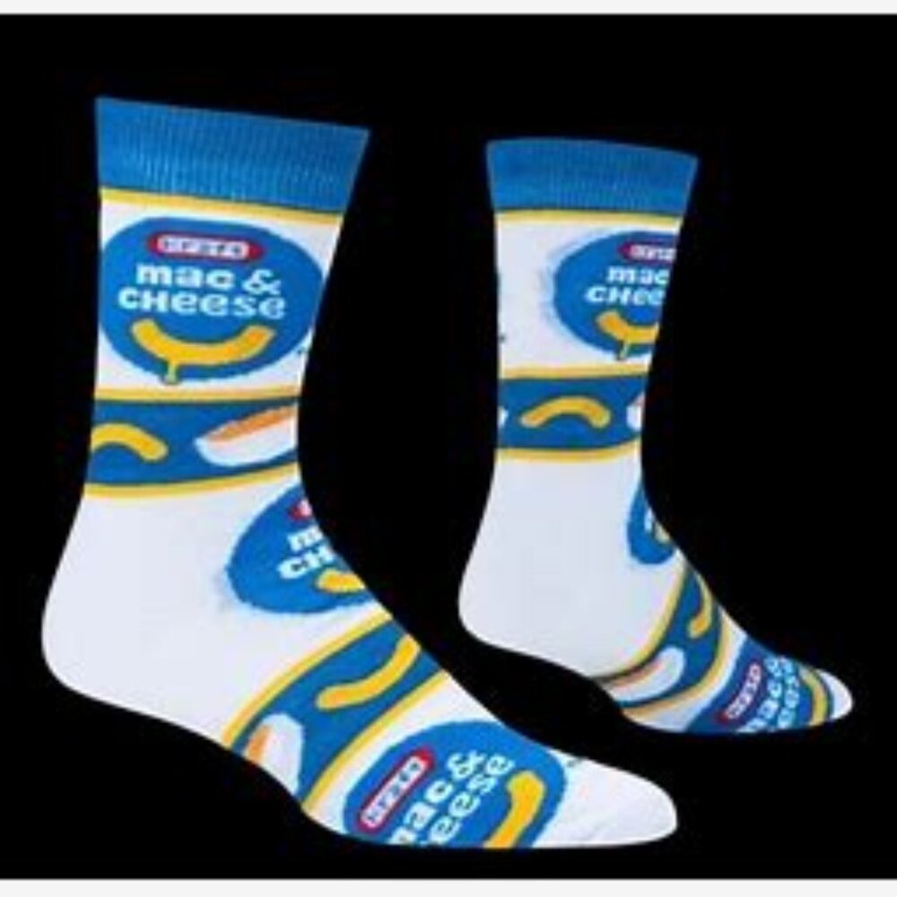 1 Pair Officially Licensed Kraft Mac & Cheese Novelty Crew Socks Men's 6-12 NWT